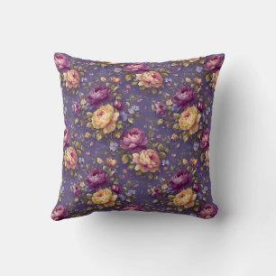 Coussin Motif floral vintage avec feuilles élégantes