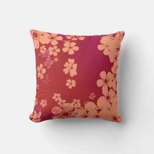 Coussin Motif floral vintage rouge et rose