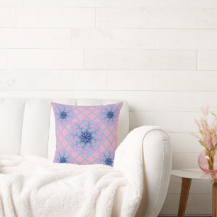 Coussin Motif floral violet bleu pastel esthétique sans co