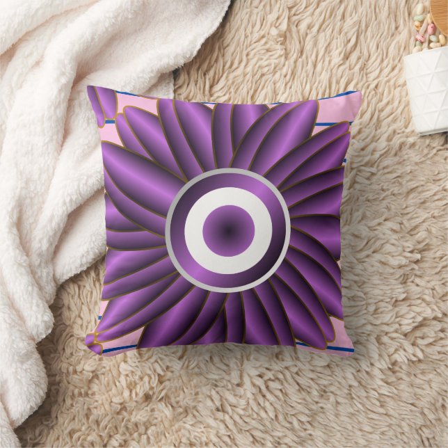 Coussin Motif floral violet Design de fleurs abstrait mode (Couverture)