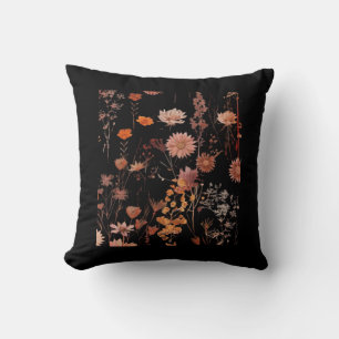 Coussin Motif floral - Whimsigoth Cottagecore foncé