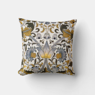 Coussin Motif floral William Morris Lodden : bleu or 