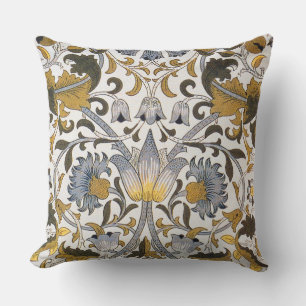 Coussin Motif floral William Morris Lodden : bleu or