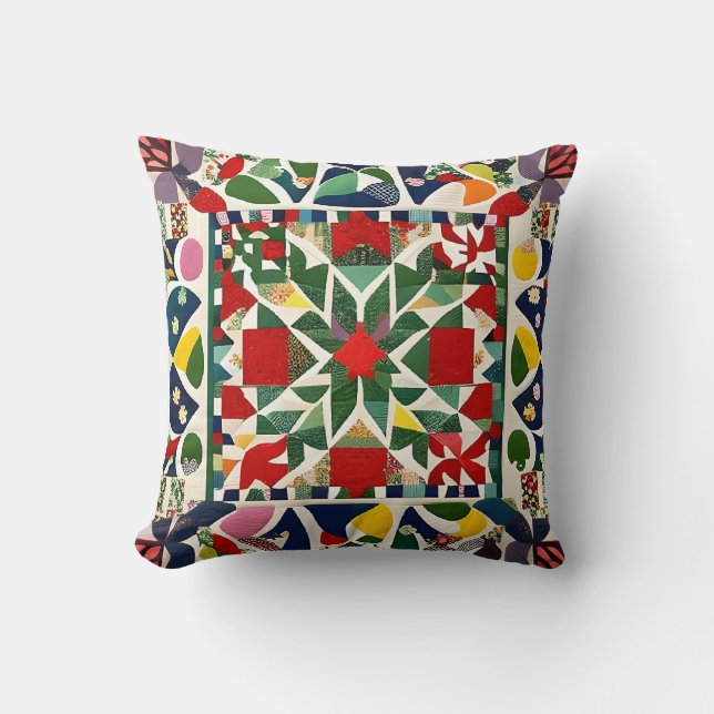 Coussin Motif folklorique multicolore (Recto)