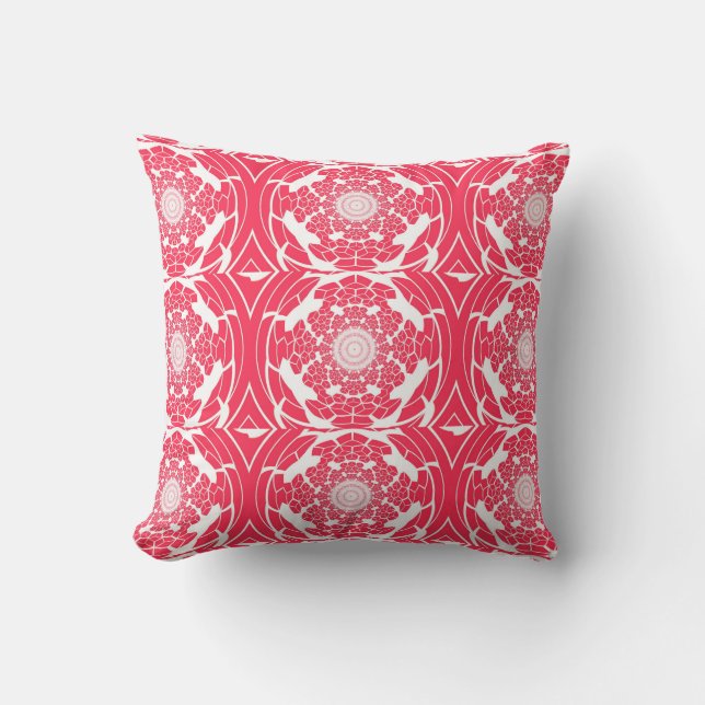 Coussin Motif fractal dimensionnel éclatement rouge (Recto)
