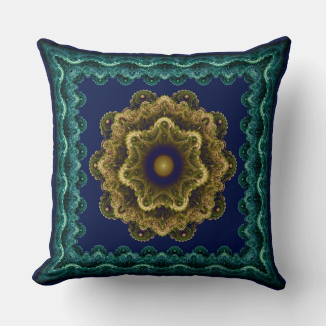 Coussin Motif fractal encadré floral de fée (Recto)