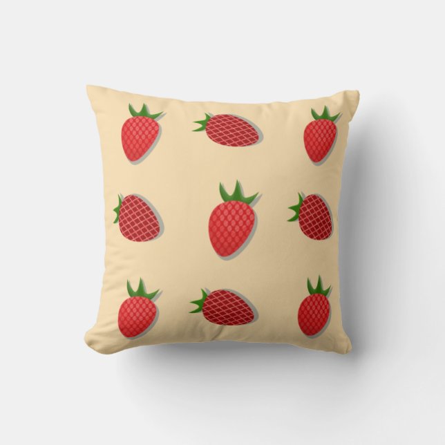 Coussin Motif fraise pour des fruits d'été bonnes vibes (Recto)