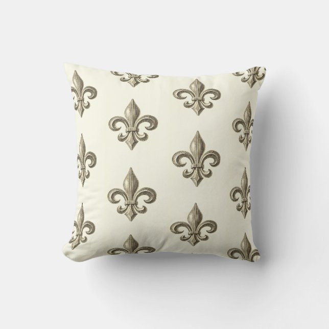 Coussin Motif français Vintage Fleur de Lis (Recto)