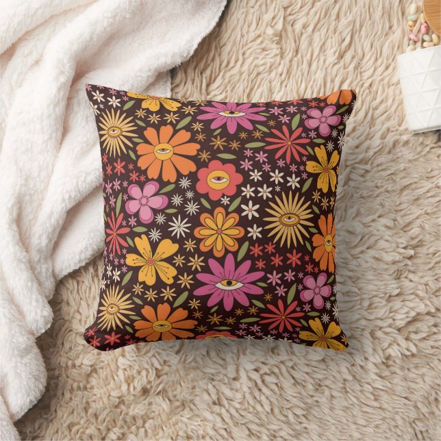 Coussin Motif funky psychédélique des années 70 avec des f (Couverture)