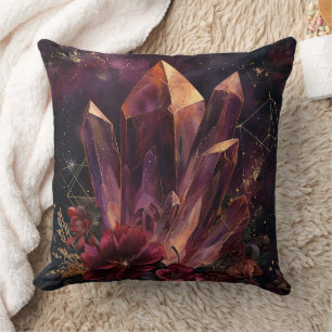 Coussin Motif Galaxie Florale Améthyste Gothique