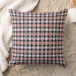 Coussin Motif géométrique à carreaux marron à carreaux