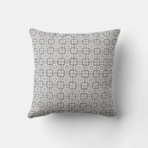 Coussin Motif géométrique à carreaux rétro noir et blanc