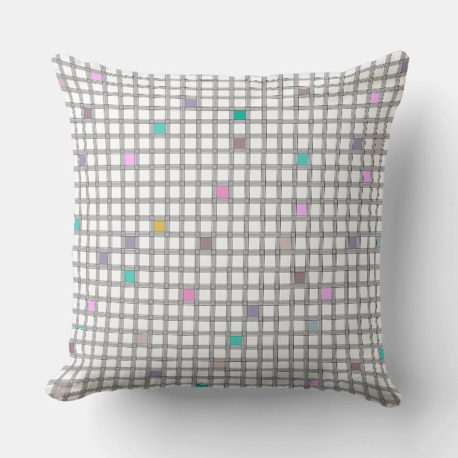 Coussin Motif géométrique À damiers multicolore (Recto)