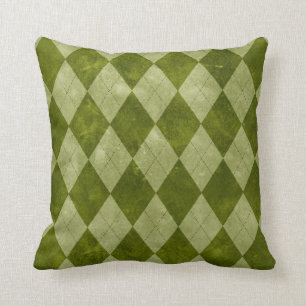 Coussin Motif géométrique à motifs de losanges vert mou