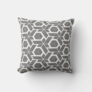 Coussin Motif géométrique à points sur fond blanc et noir