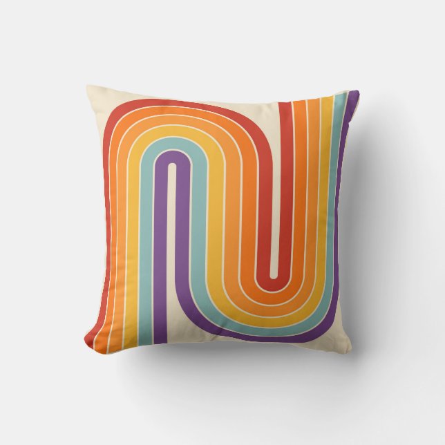 Coussin Motif géométrique à rayures arquées de style rétro (Recto)