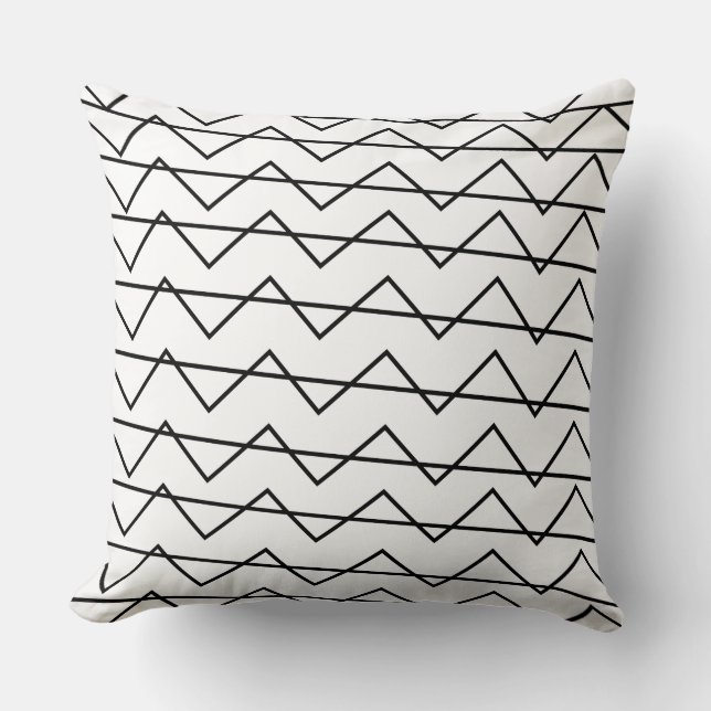 Coussin Motif géométrique à rayures Chevron noir et blanc (Recto)