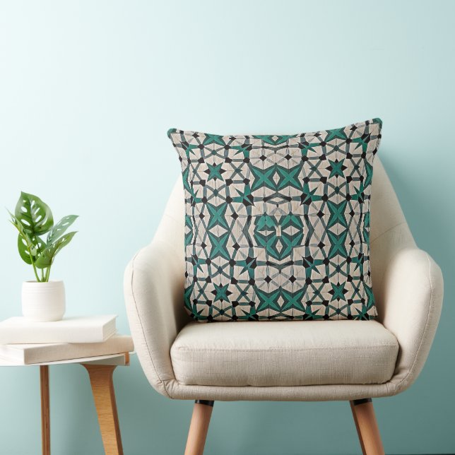 Coussin Motif géométrique abstrait à axe émeraude 1284 (Chaise)