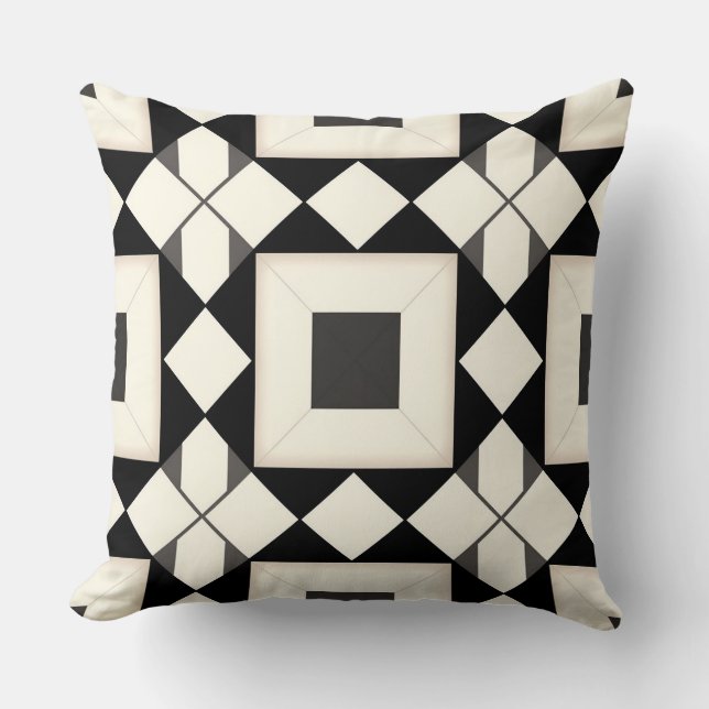 Coussin Motif géométrique abstrait avec des tons rétro (Recto)
