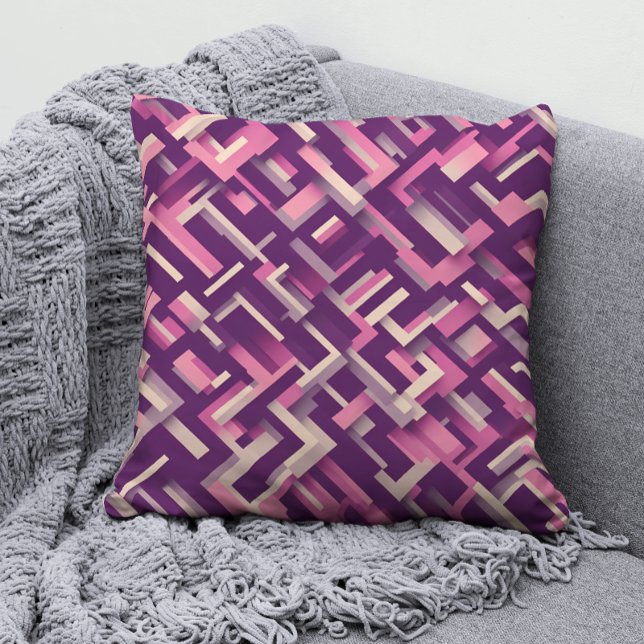 Coussin motif géométrique Abstrait avec violet et rose rus (Créateur téléchargé)