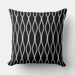 Coussin Motif géométrique Abstrait blanc sur noir