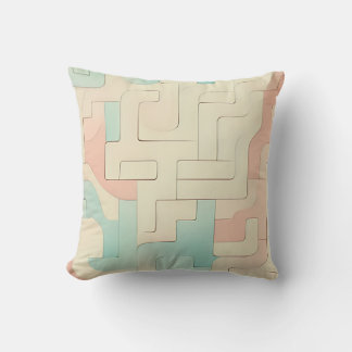 Coussin Motif Géométrique Abstrait - Couleurs Pastel Douce