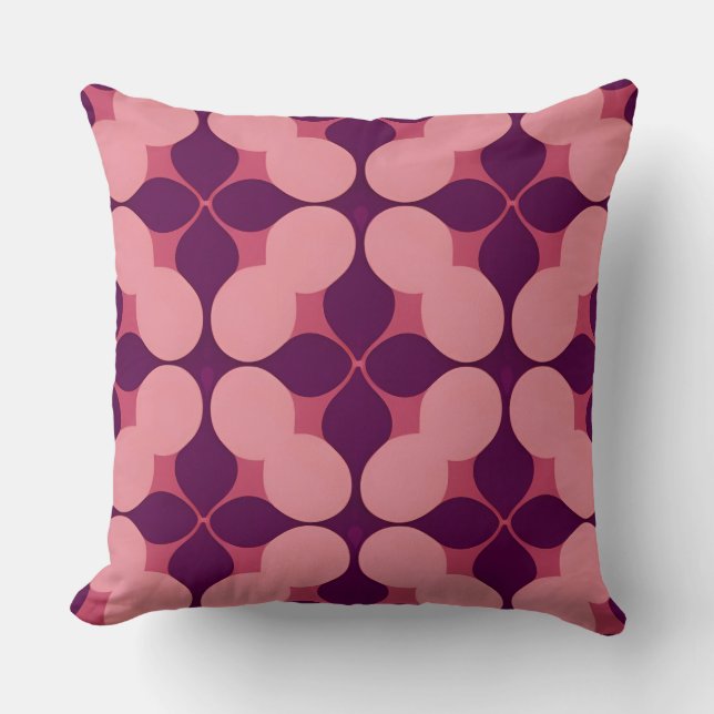 Coussin Motif Géométrique Abstrait dans des Tons Rose et V (Recto)