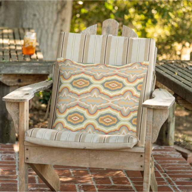 Coussin Motif géométrique abstrait d'art pop rétro ondulé (Chaise)