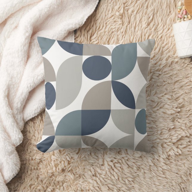 Coussin Motif géométrique abstrait gris bleu marine (Couverture)