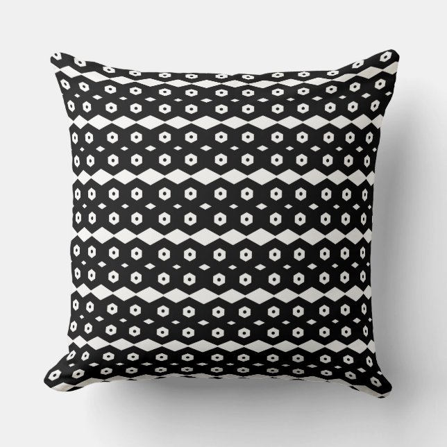 Coussin Motif géométrique Abstrait noir et blanc (Recto)