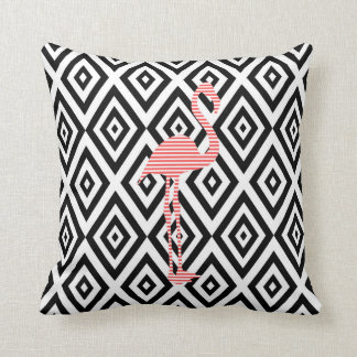 Coussin Motif géométrique abstrait - noir - flamant rose