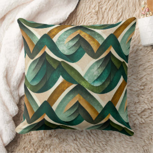 Coussin Motif géométrique abstrait or sarcelle moderne