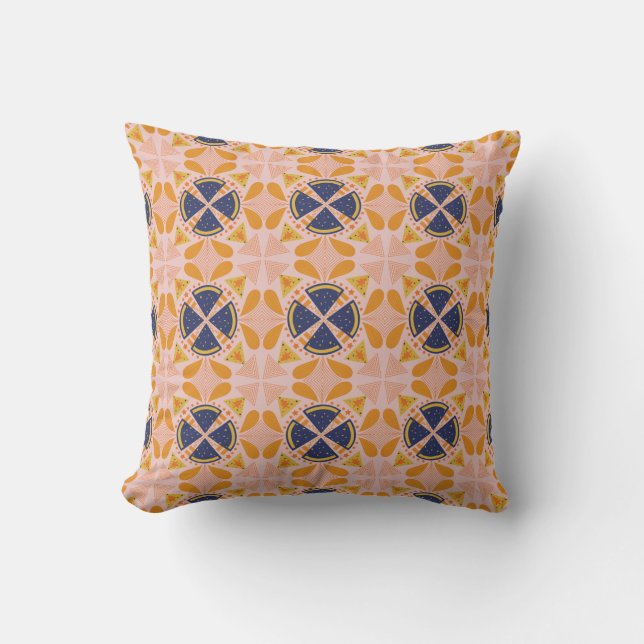 Coussin Motif géométrique abstrait orange et rose (Recto)
