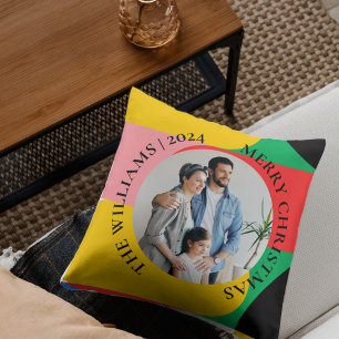 Coussin Motif géométrique Abstrait Photo Joyeux Noël