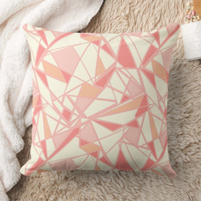 Coussin Motif géométrique abstrait rose beige (Couverture)
