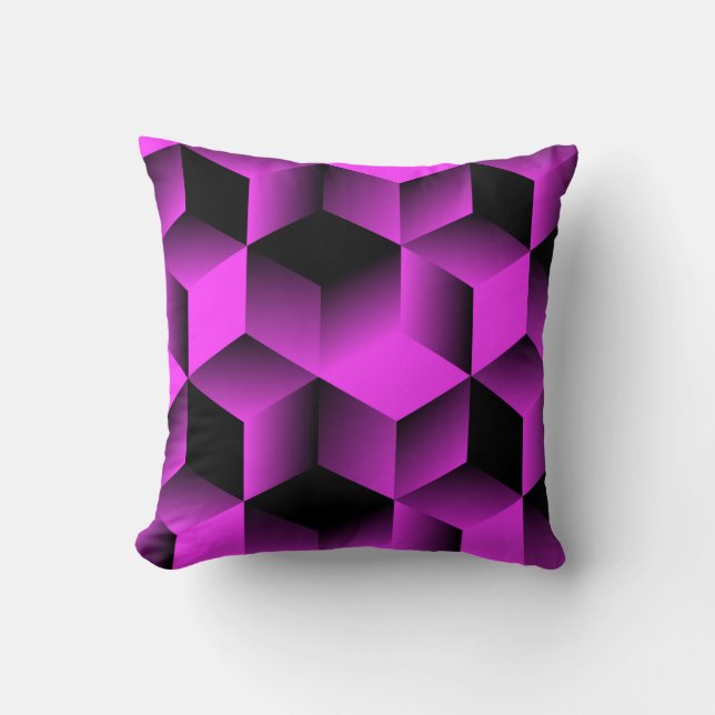 Coussin motif géométrique abstrait transparent avec grille (Recto)