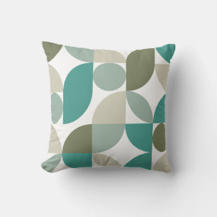 Coussin Motif géométrique abstrait vert sarcelle