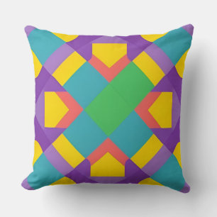 Coussin Motif géométrique abstrait vif en couleurs vives