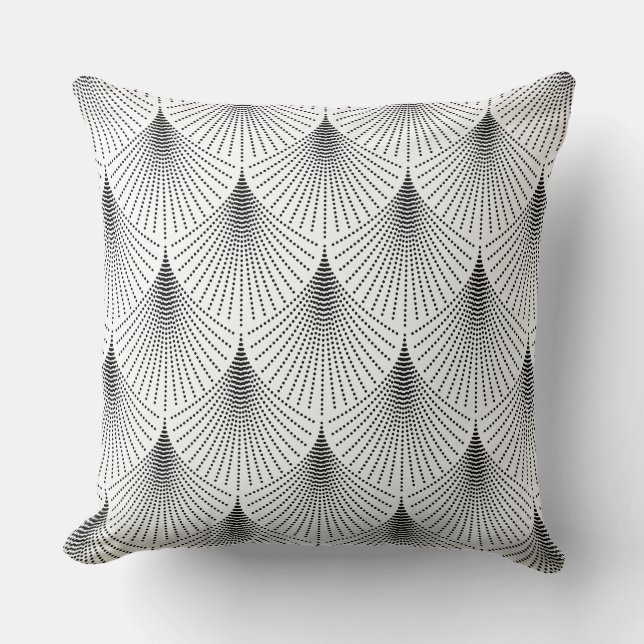 Coussin Motif géométrique Art déco noir sur blanc (Recto)