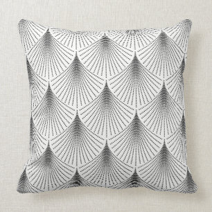 Coussin Motif géométrique Art déco noir sur blanc