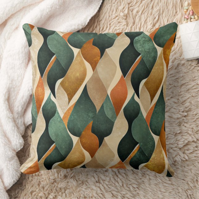 Coussin Motif géométrique Art déco sarcelle et or (4) (Couverture)