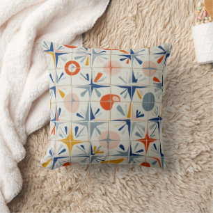 Coussin Motif géométrique atomique rétro du milieu du XXe
