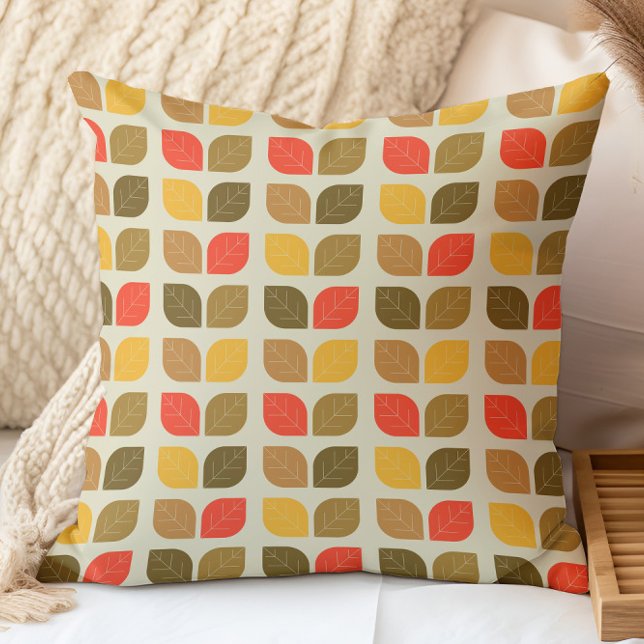 Coussin Motif géométrique automnal de feuilles modernes (Créateur téléchargé)