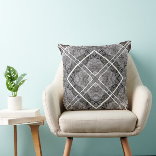 Coussin Motif géométrique avec arbres enneigés d'hiver