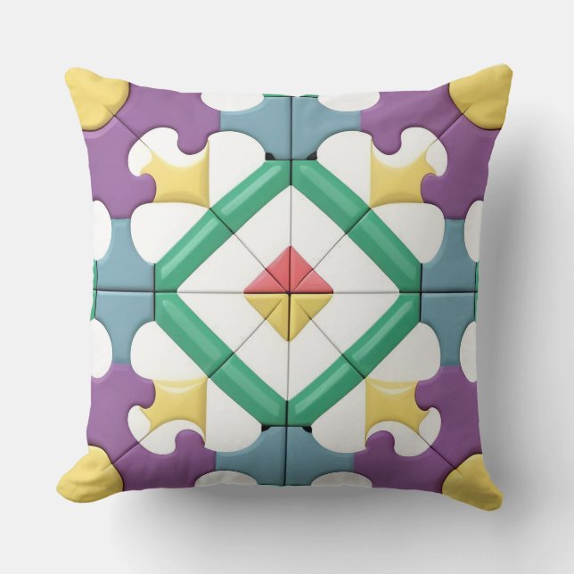 Coussin Motif Géométrique Avec Des Couleurs Vives (Recto)