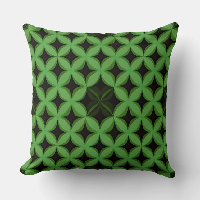 Coussin Motif Géométrique avec Formes Symétriques Vertes (Recto)