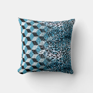 Coussin Motif géométrique avec peau de léopard, patte de l