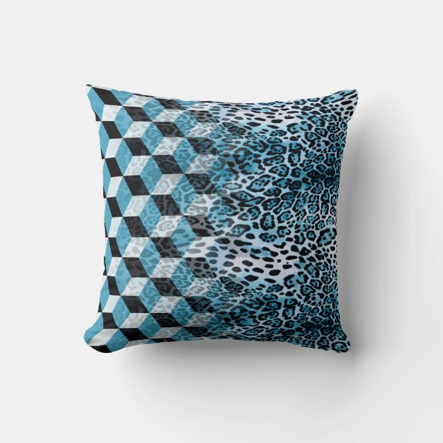 Coussin Motif géométrique avec peau de léopard, patte de l (Recto)