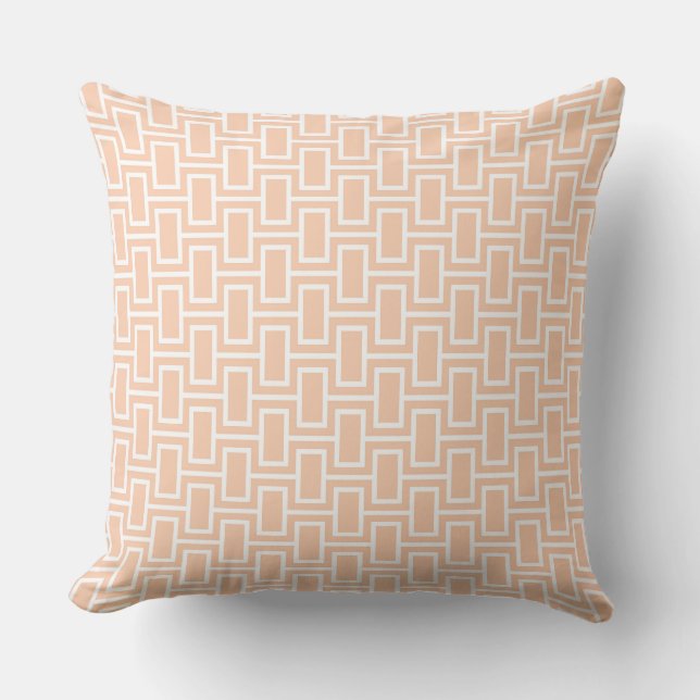 Coussin Motif géométrique avec rectangle pêche et blanc (Recto)