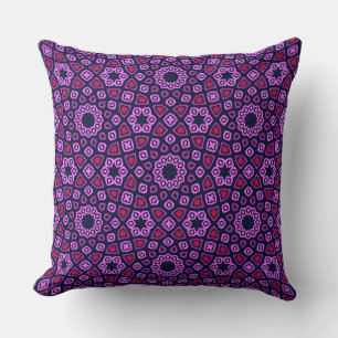 Coussin Motif Géométrique avec Tri-Hexago Tronqué Violet